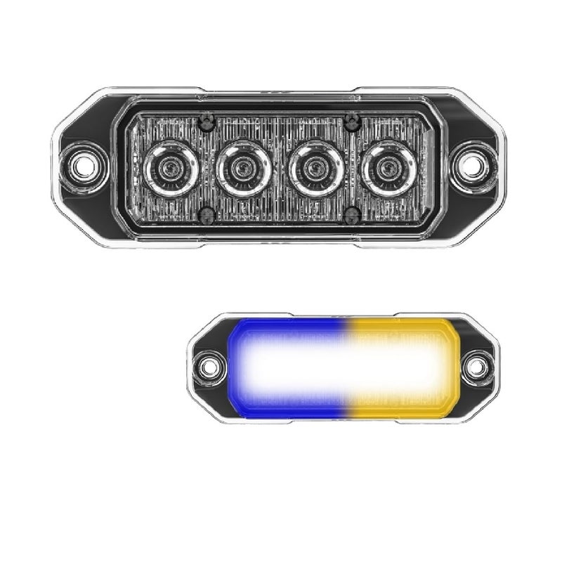 SpeedTech Lights Z-4 TIR LED Surface Mount Emergency Strobe Light â€“ 4 LEDs 12W Grille Beacon Light for Police, Tow, Fire, Construction, and Emergency Vehicles (Blue/Amber) - Image 1
